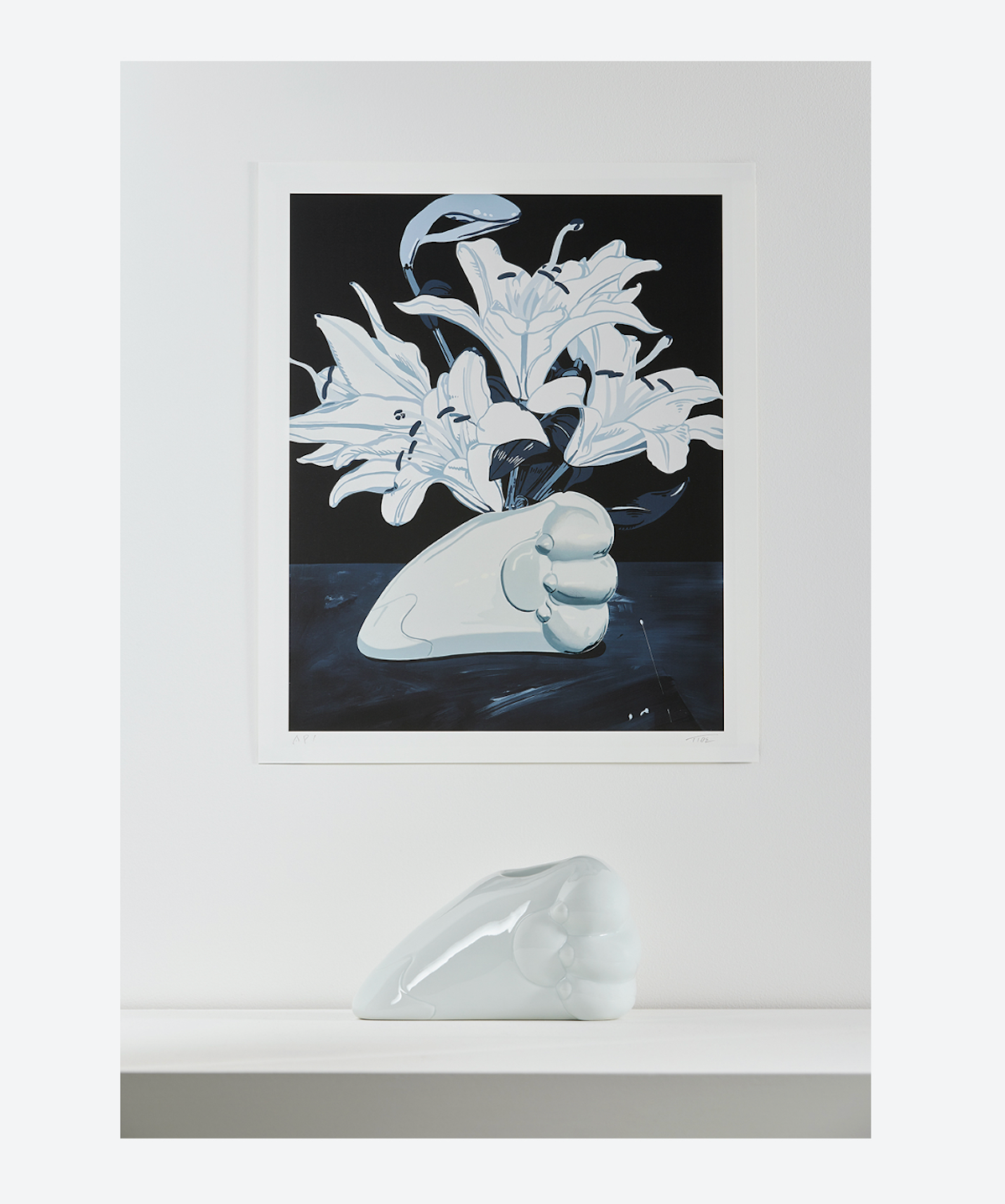 Item No.006 :TIDE ide tatsuhiro "PAW" (White) art print and flower vase set