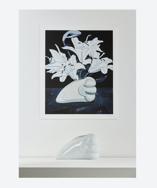 Item No.006 :TIDE ide tatsuhiro "PAW" (White) art print and flower vase set