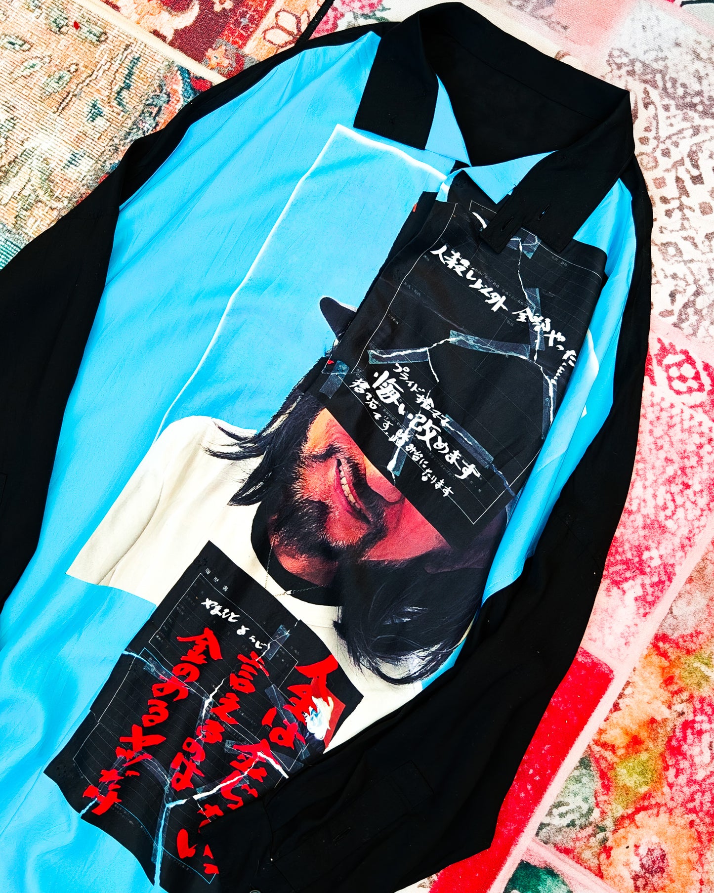 Yohji Yamamoto oversized silk shirt [HH-B61-837 / 人生は金じゃないよロングB]