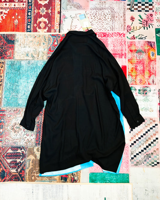 Yohji Yamamoto oversized silk shirt [HH-B61-837 / 人生は金じゃないよロングB]