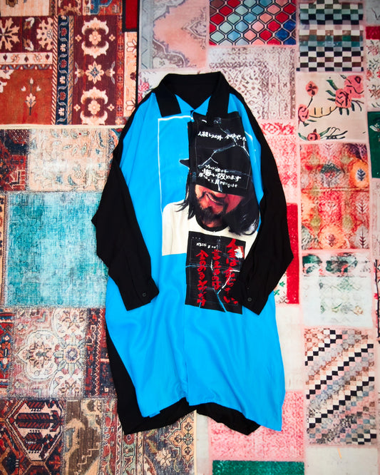 Yohji Yamamoto oversized silk shirt [HH-B61-837 / 人生は金じゃないよロングB]